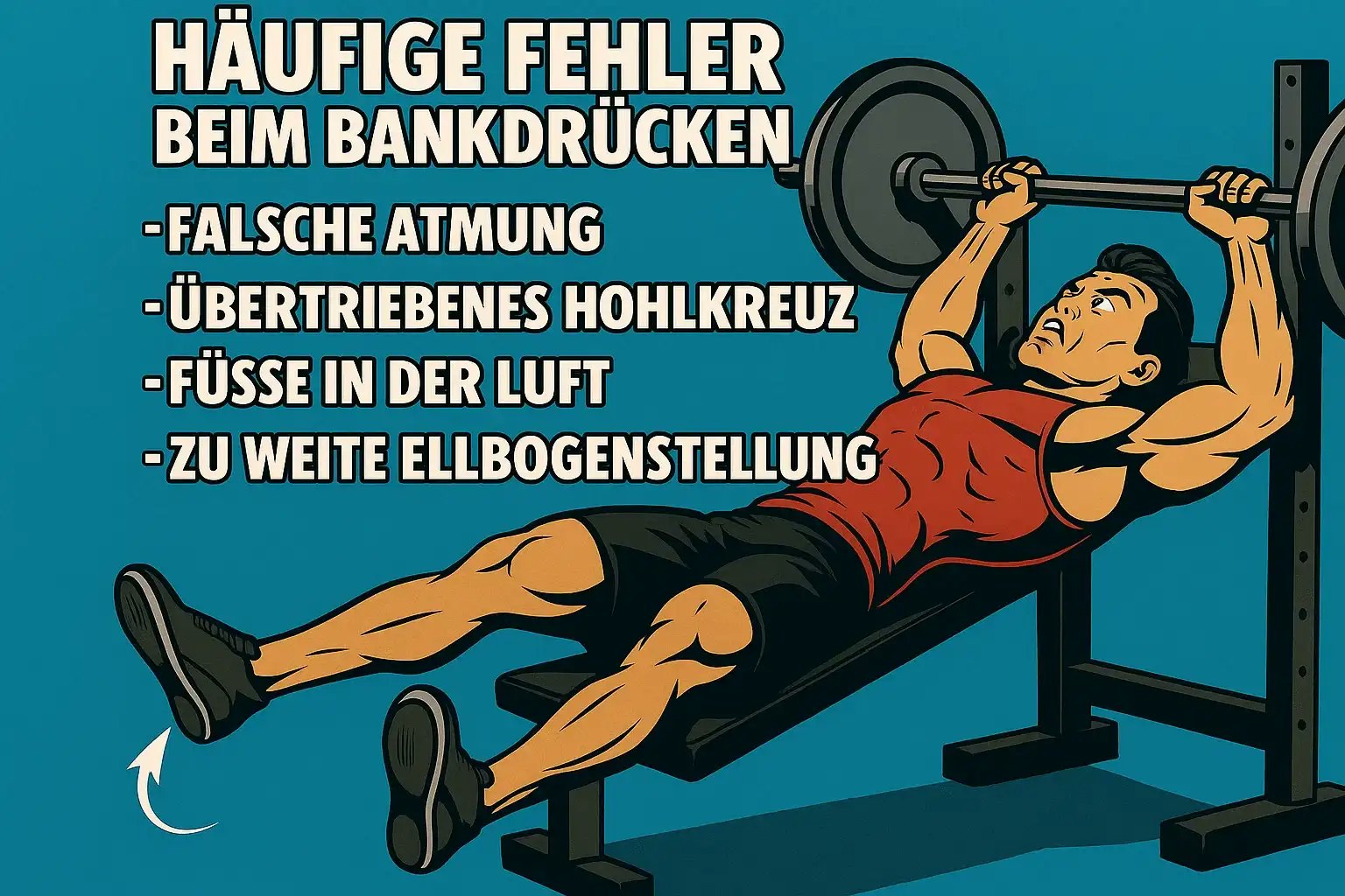 Darstellung der häufigen Fehler beim Bankdrücken.