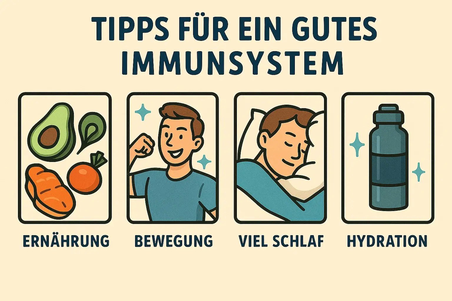 Darstellung von Tipps für ein gesundes Immunsystem.