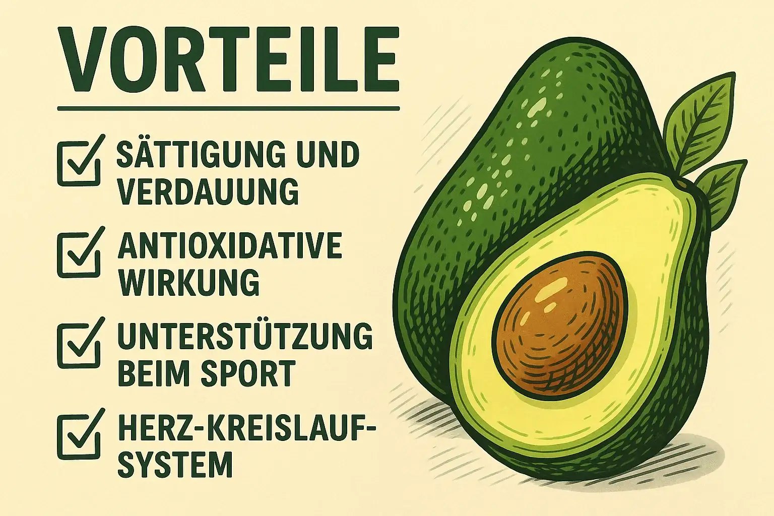 Darstellung der Vorteile von Avocados.