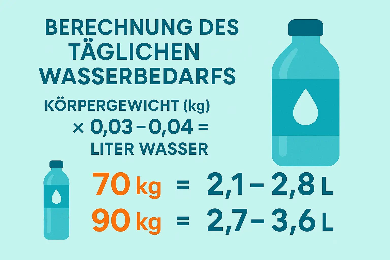 Wasserbedarf pro Kilogramm Körpergewicht als Flat Design Infografik