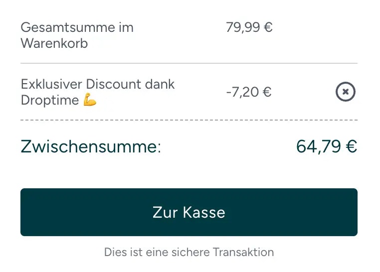 Bild vom angewendeten Rabattcode für den Adventskalender bei MyProtien