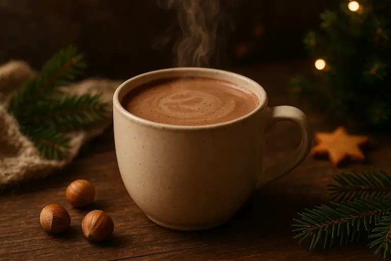 Vegane heiße Schokolade Haselnuss aus dem MyProtein Weihnachtskalender