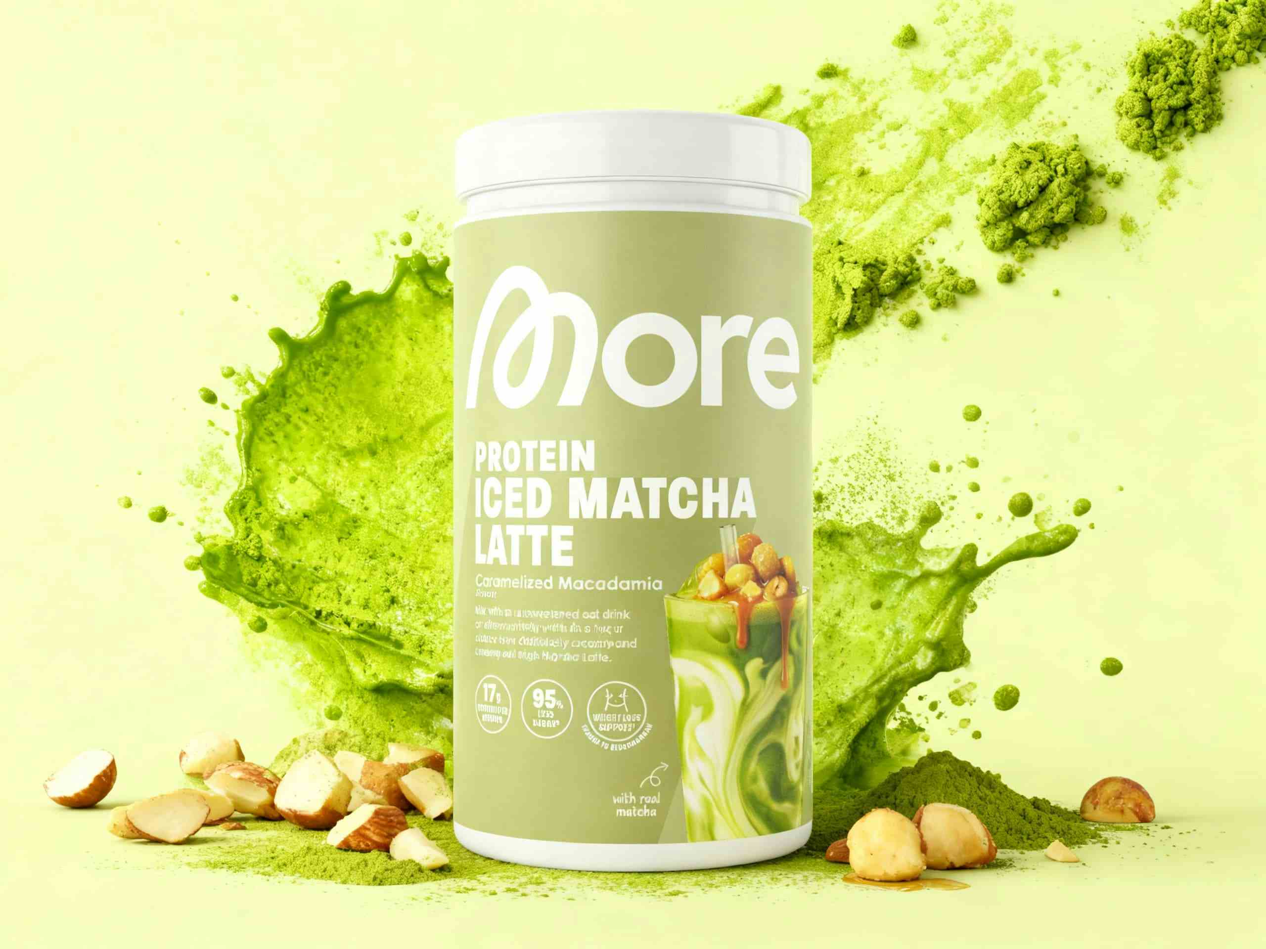 MORE Protein Iced Matcha Latte "Caramelized Macadamia" (500g)