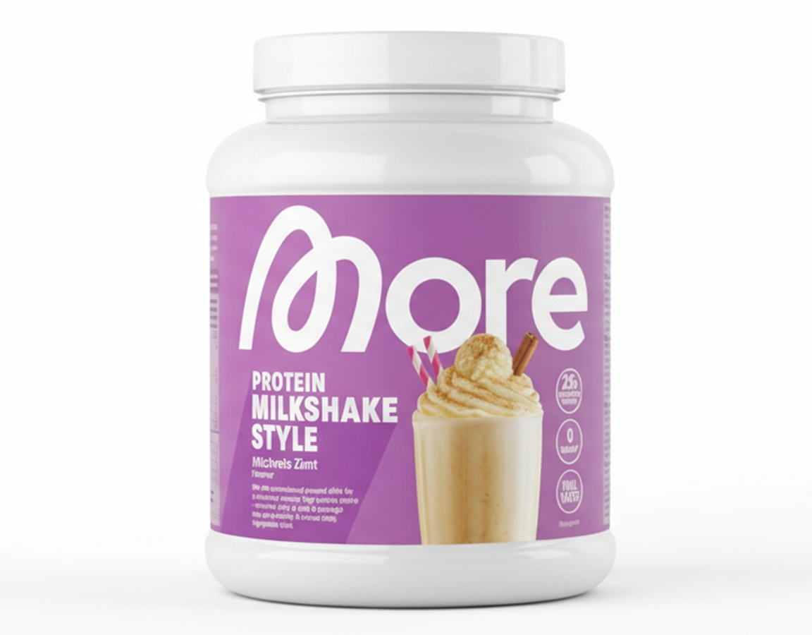 More Whey Proteinpulver "Milchreis Zimt" Produktbild.