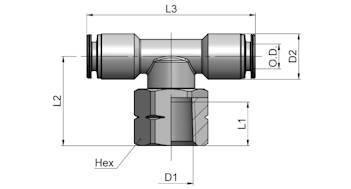 Swivelling tee fitting, female - PN20-F | Cmatic