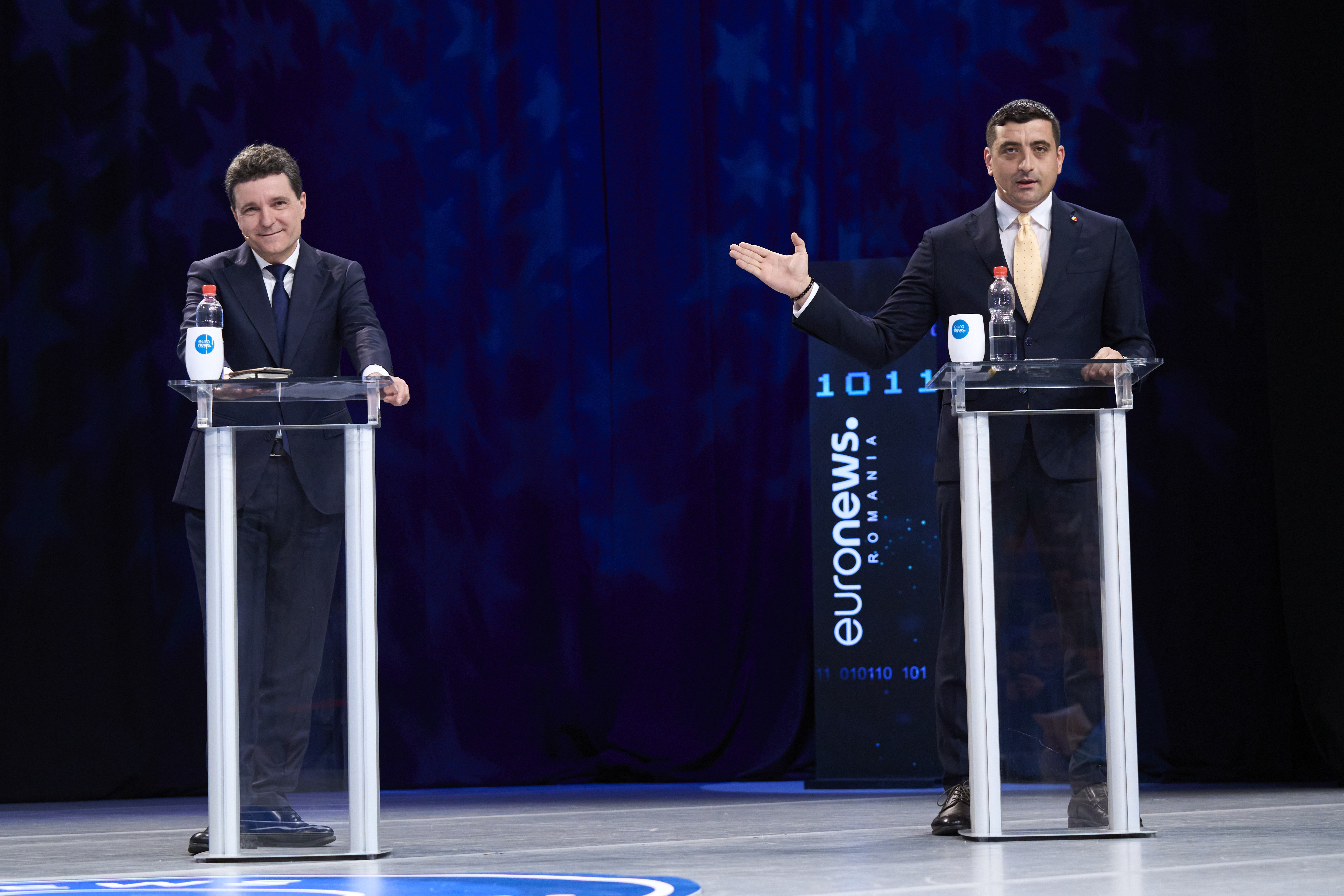 George Simion facing Nicușor Dan in a televised debate on Euronews Romania, 8.5.2025