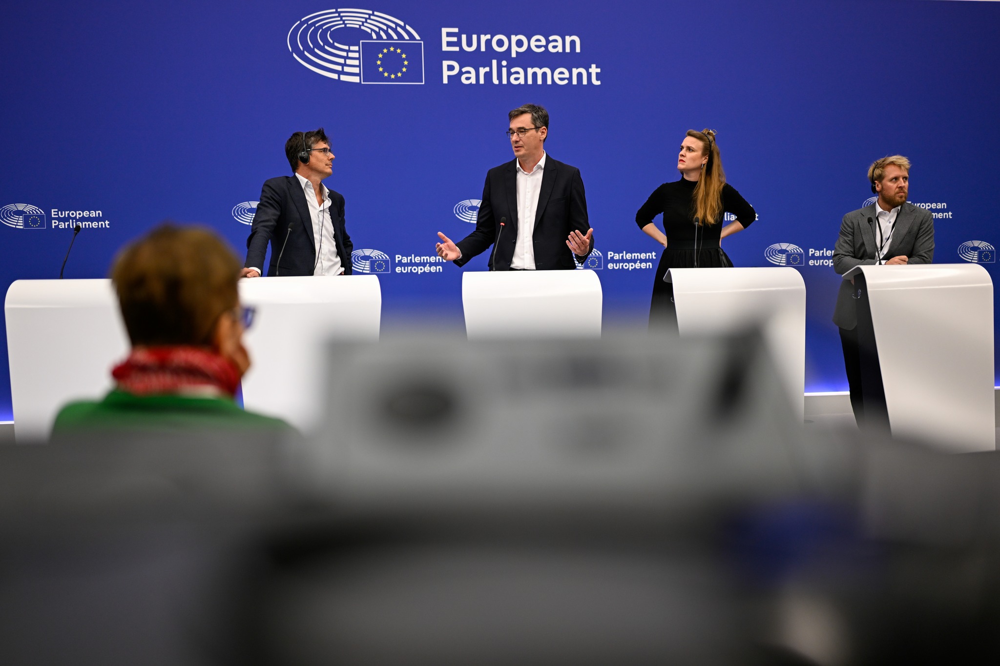 Gergely Karácsony Mayor of Budapest, with Bas Eickhout and Terry Reintke, Co-Chairs of the Greens/European Free Alliance Group in the European Parliament in Strasbourg