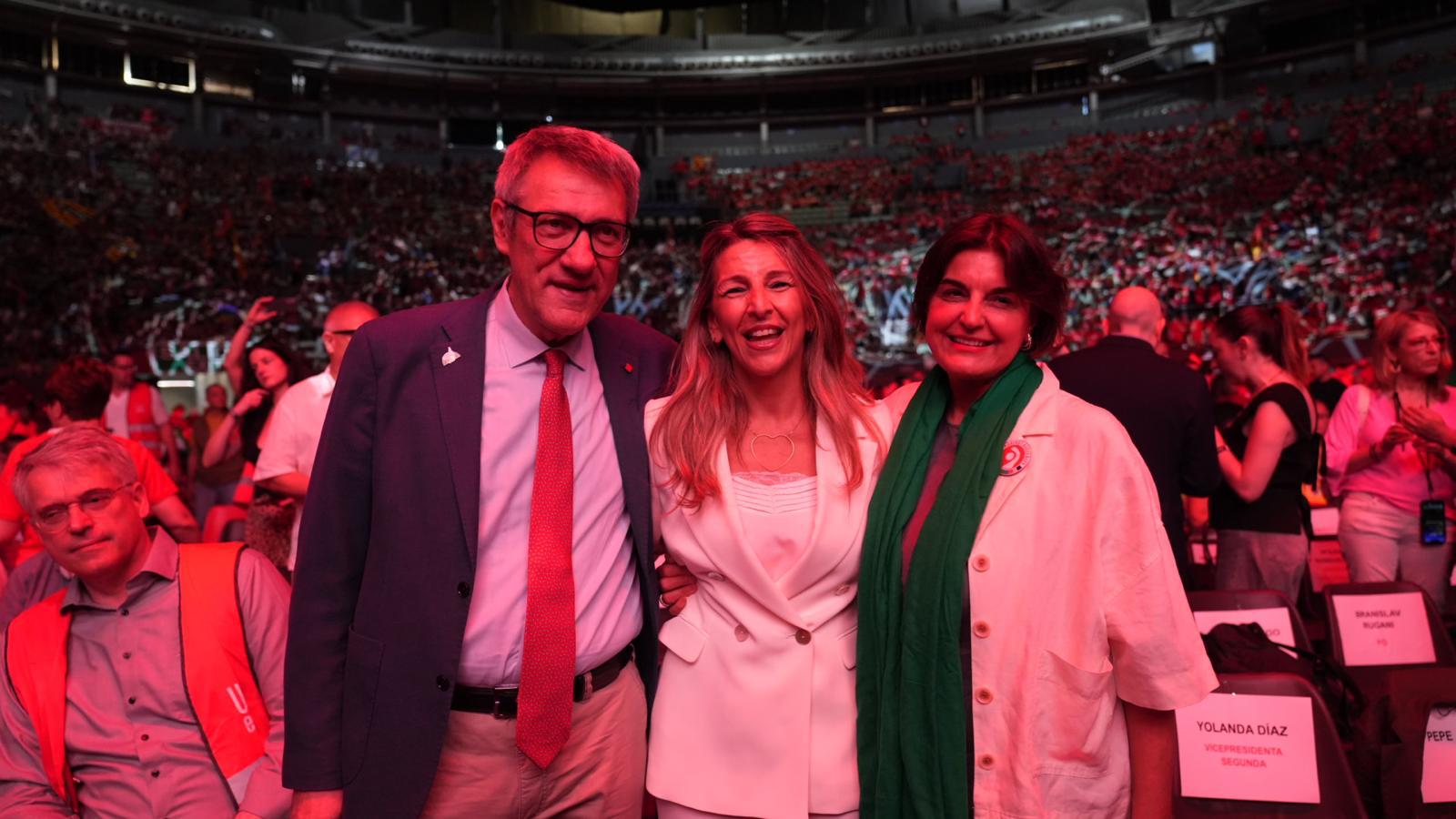 Yolanda Diaz and Vula Tsetsi at the Trade Union Congress in Madrid 18 June 2026