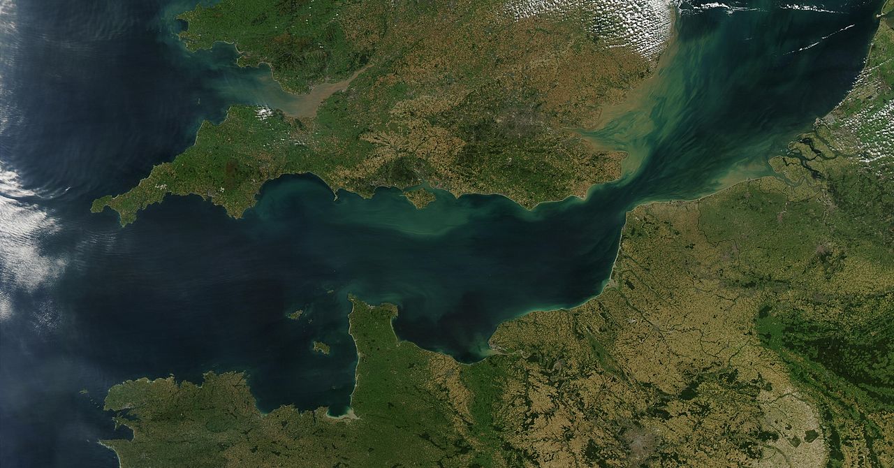 Satellite view of the English Channel