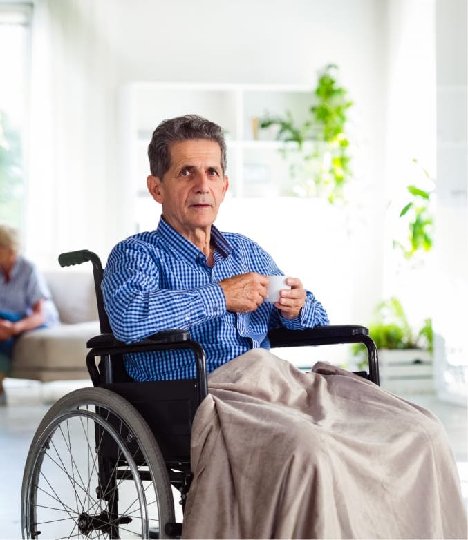 older man in a wheelchair.