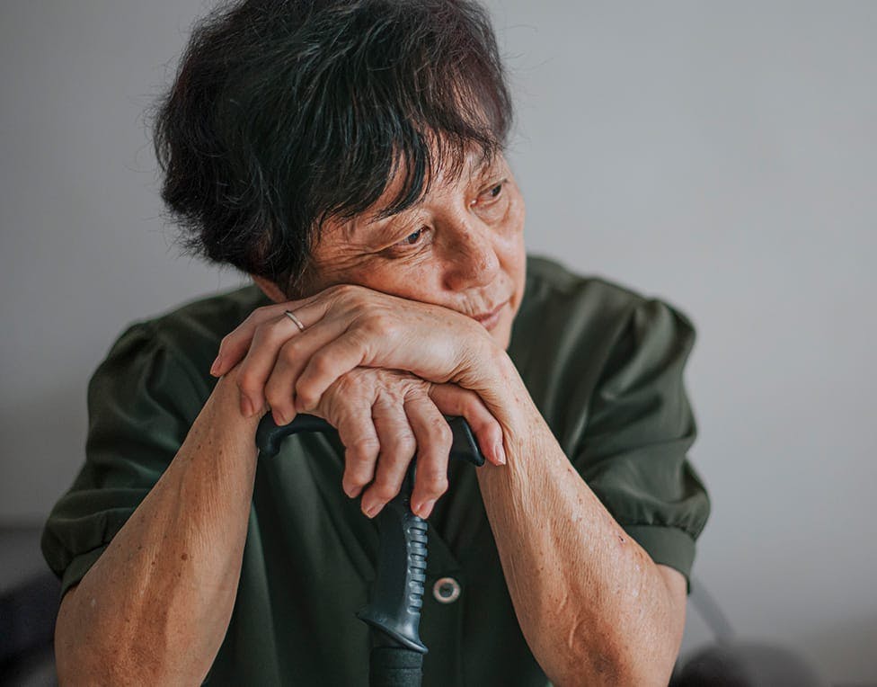 upset elderly woman