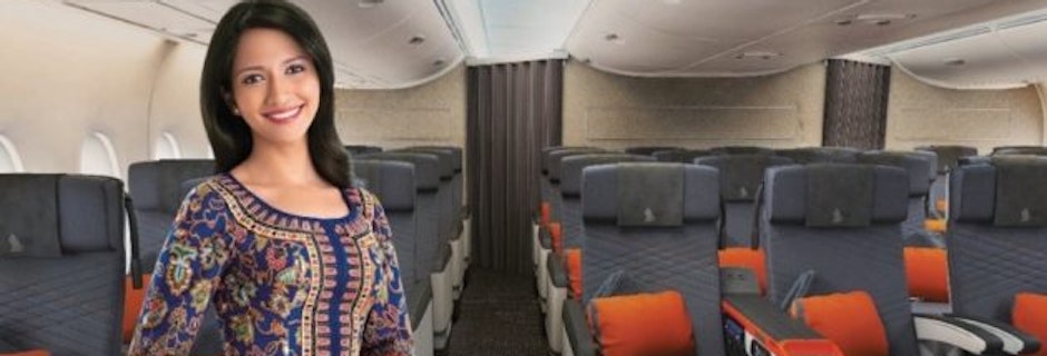 Image for Singapore Airlines' seats on display in airport terminal