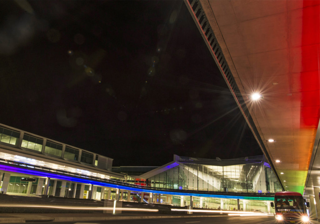 Image for Canberra Airport lights up the marriage equality campaign