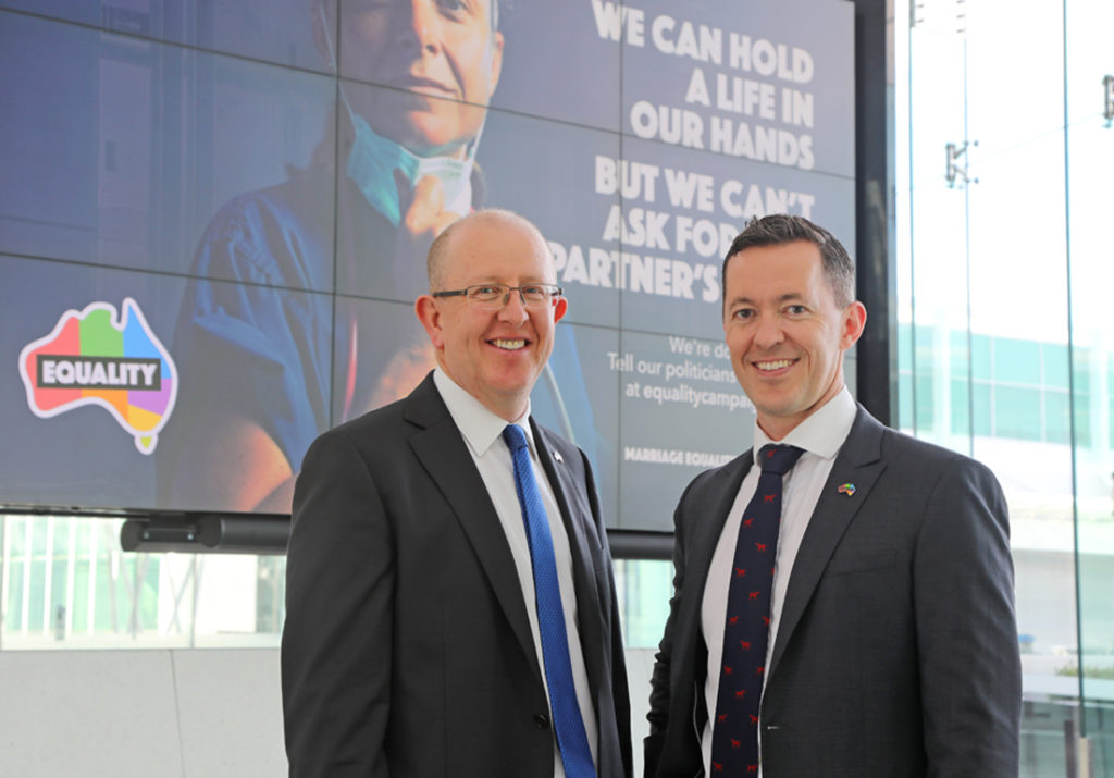 Canberra Airport lights up the marriage equality campaign