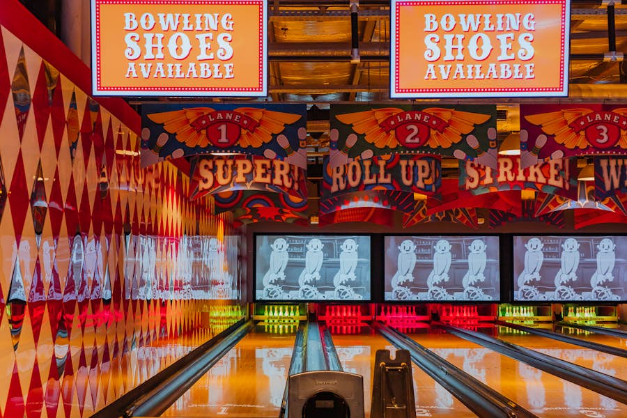 Bowling lanes area at Archie Brothers Cirque Electriq