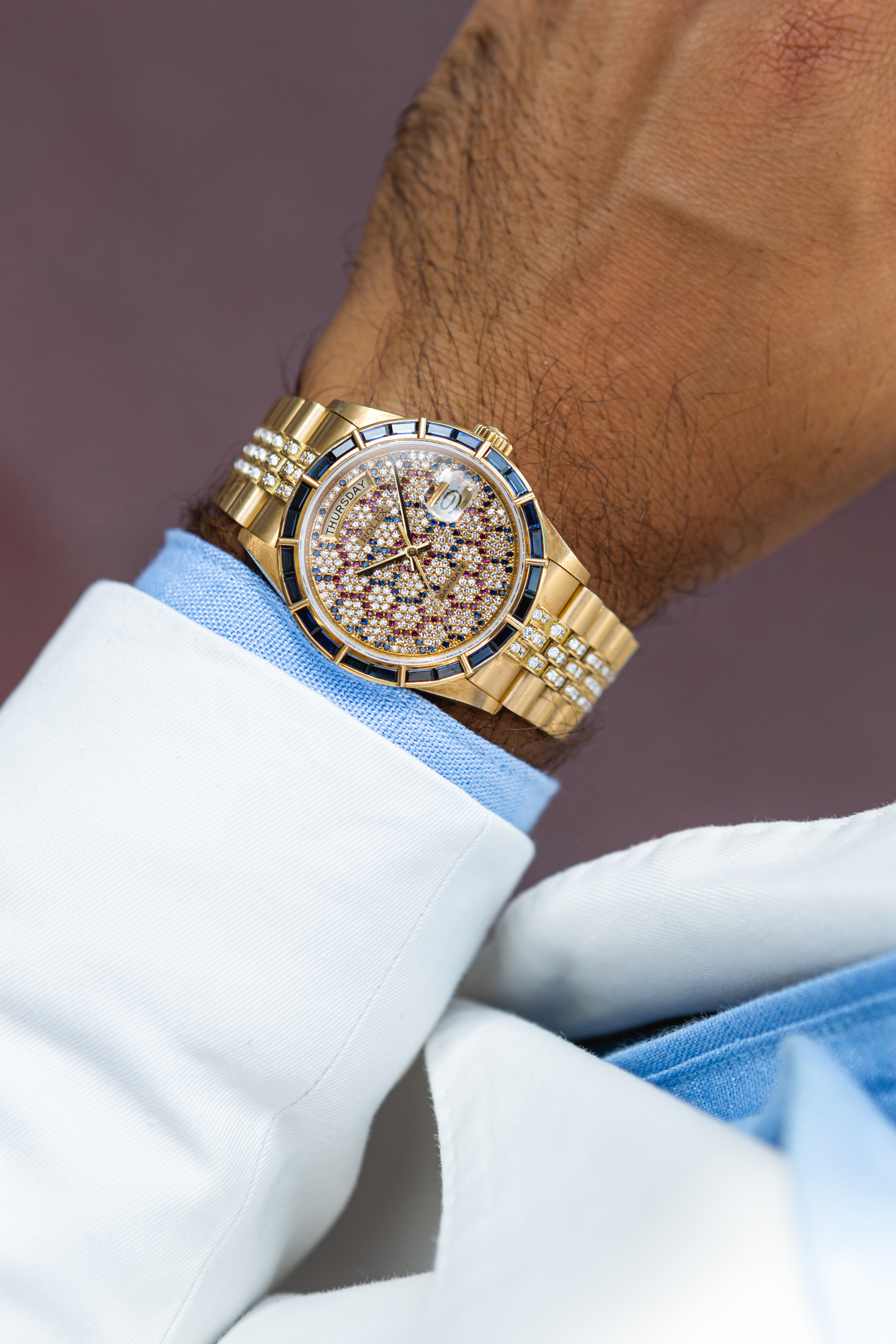 Rolex Day-Date 18168 'Honeycomb' Wrist Shot 3