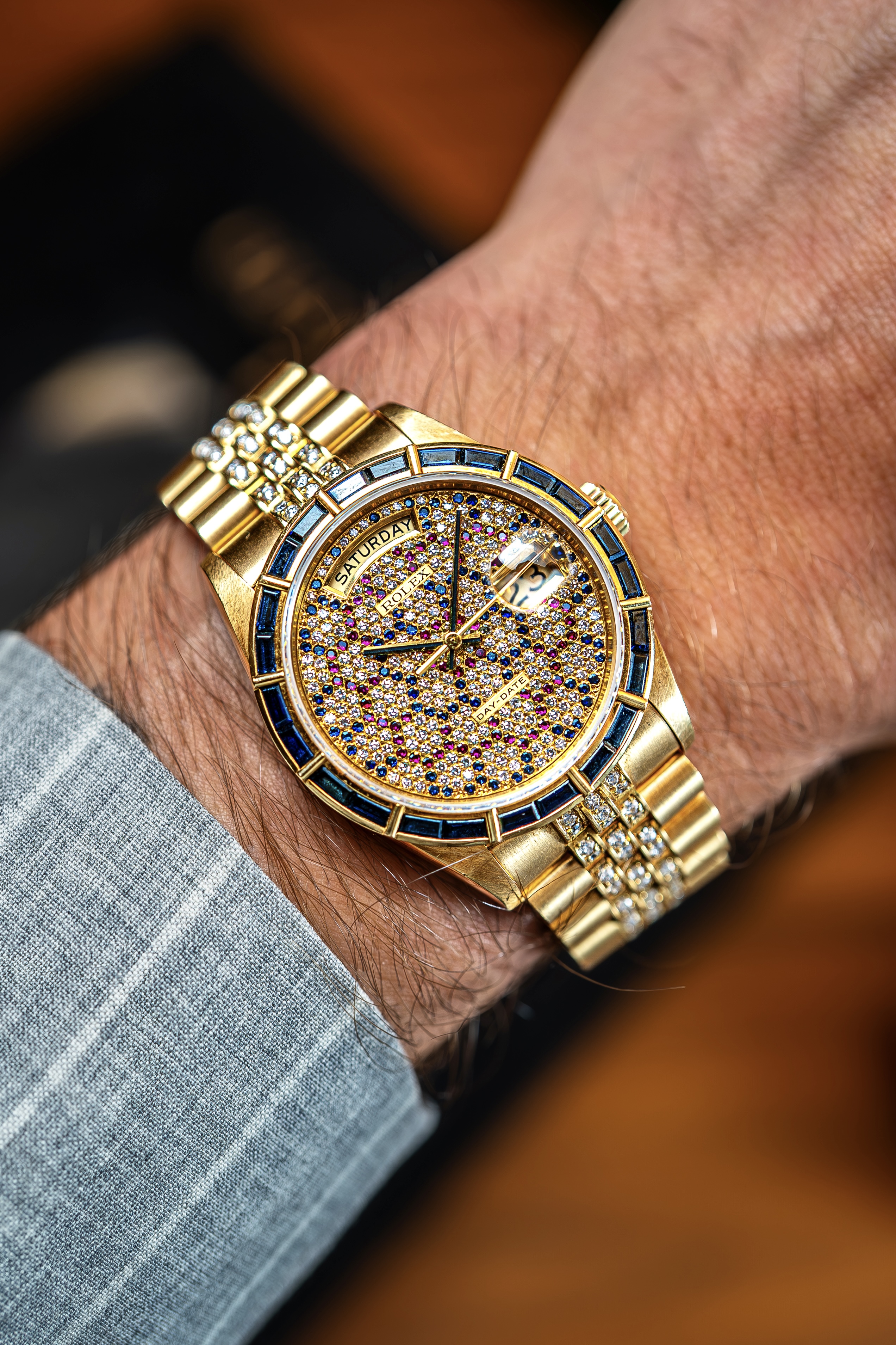 Rolex Day-Date 18168 'Honeycomb' Wrist Shot 4