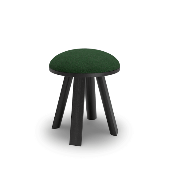 BuzziMilk Stool Frame: Ash Black Stained. Upholstered in BuzziFabric Bottle seating