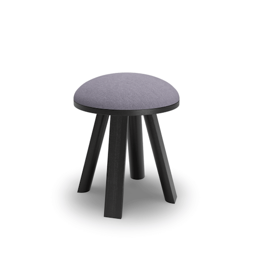 BuzziMilk Stool Frame: Ash Black Stained. Upholstered in BuzziFabric Lila seating