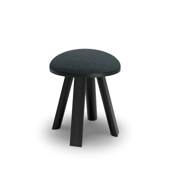 BuzziMilk Stool Frame: Ash Black Stained. Upholstered in BuzziFabric MidGrey seating