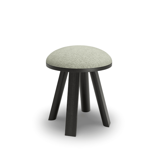 BuzziMilk Stool Frame: Ash Black Stained. Upholstered in BuzziFabric Silver seating