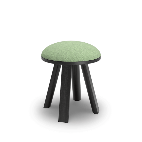BuzziMilk Stool Frame: Ash Black Stained. Upholstered in BuzziFabric Jade seating