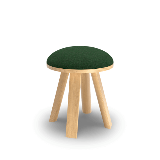 BuzziMilk Stool Frame: Ash Natural. Upholstered in BuzziFabric Bottle seating