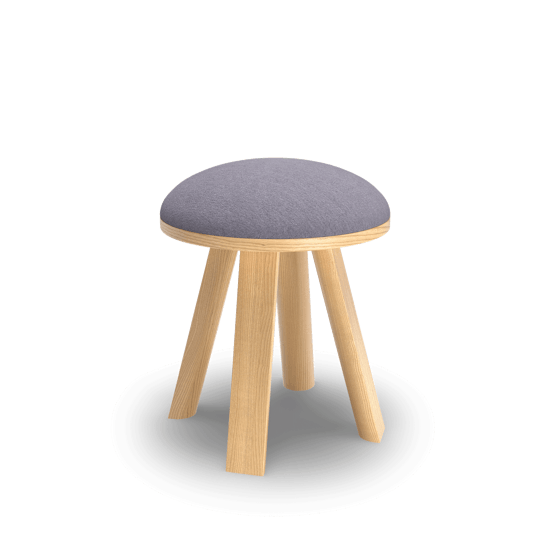 BuzziMilk Stool Frame: Ash Natural. Upholstered in BuzziFabric Lila seating