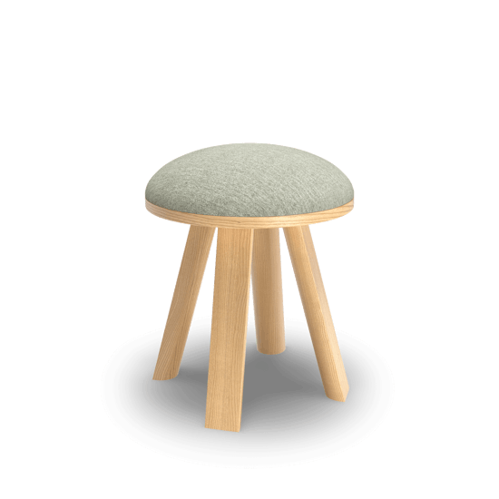 BuzziMilk Stool Frame: Ash Natural. Upholstered in BuzziFabric Silver seating
