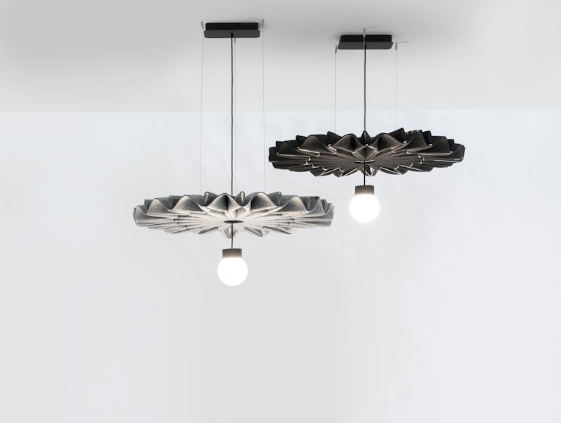 BuzziPleat Light, sculptural acoustic pendant lighting | BuzziSpace