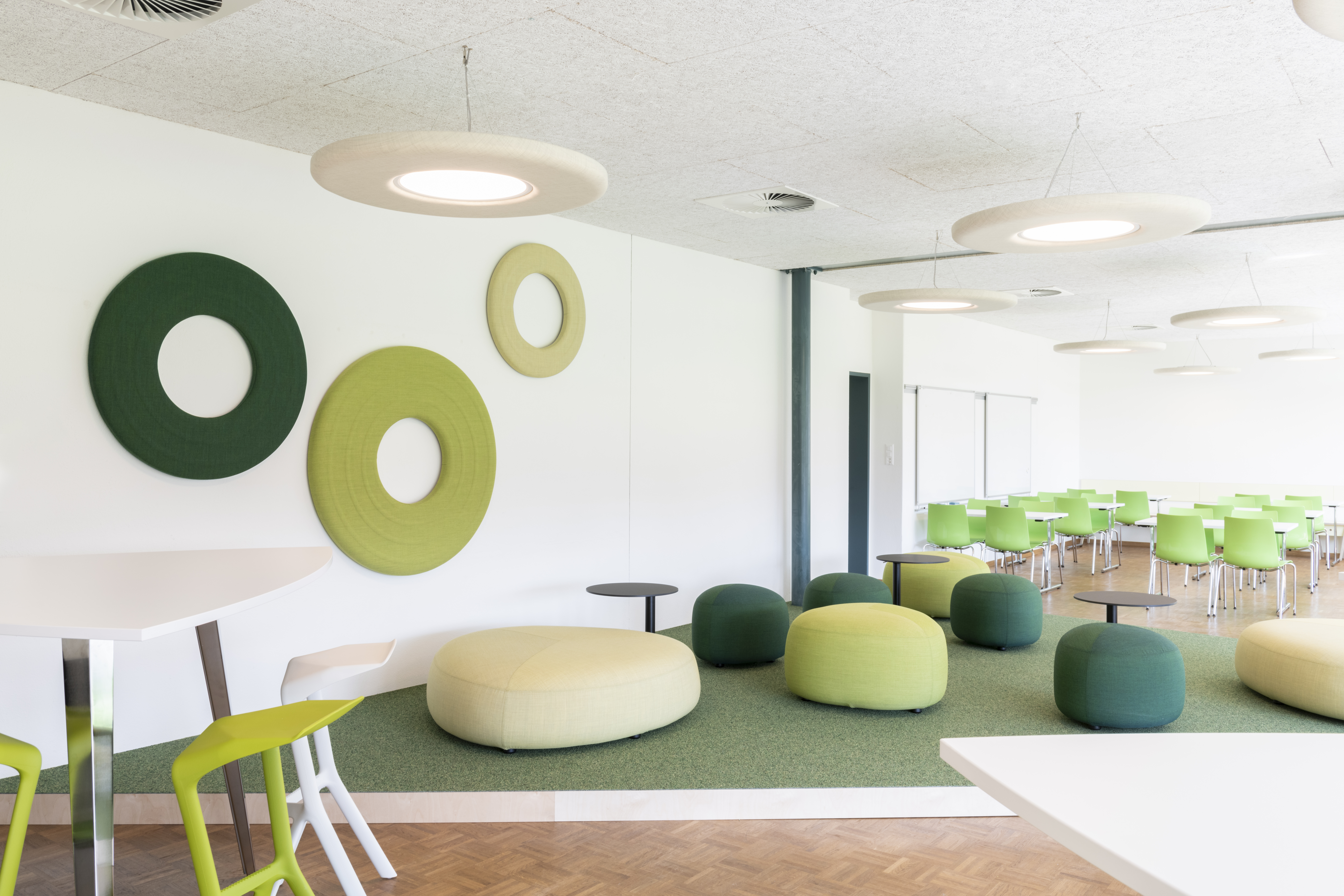 BuzziMoon, ceiling light with sound absorbing disk | BuzziSpace