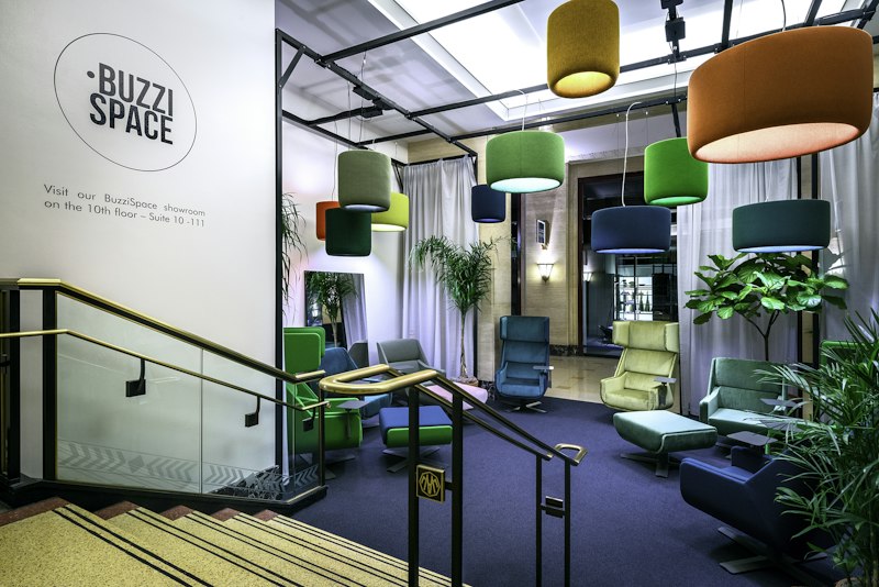 BuzziProp LED, cylindrical acoustic pendant lighting | BuzziSpace