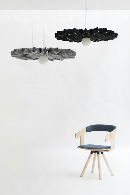 BuzziPleat Light, sculptural acoustic pendant lighting | BuzziSpace