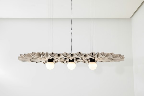 BuzziPleat Light, sculptural acoustic pendant lighting | BuzziSpace