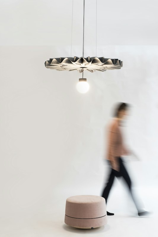 BuzziPleat Light, sculptural acoustic pendant lighting | BuzziSpace