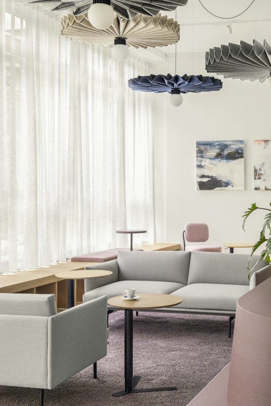 BuzziPleat Light, sculptural acoustic pendant lighting | BuzziSpace