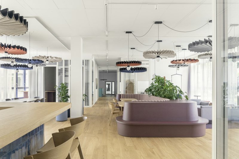 BuzziPleat Light, sculptural acoustic pendant lighting | BuzziSpace