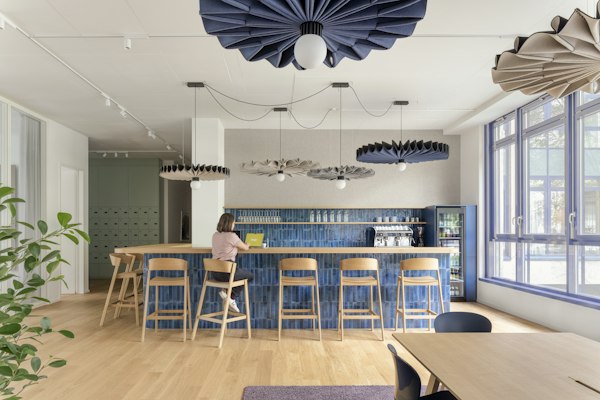 BuzziPleat Light, sculptural acoustic pendant lighting | BuzziSpace