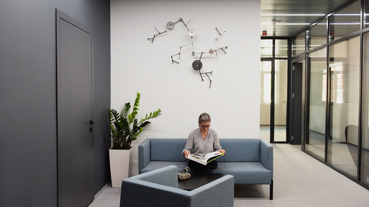 Woman sitting on a couch