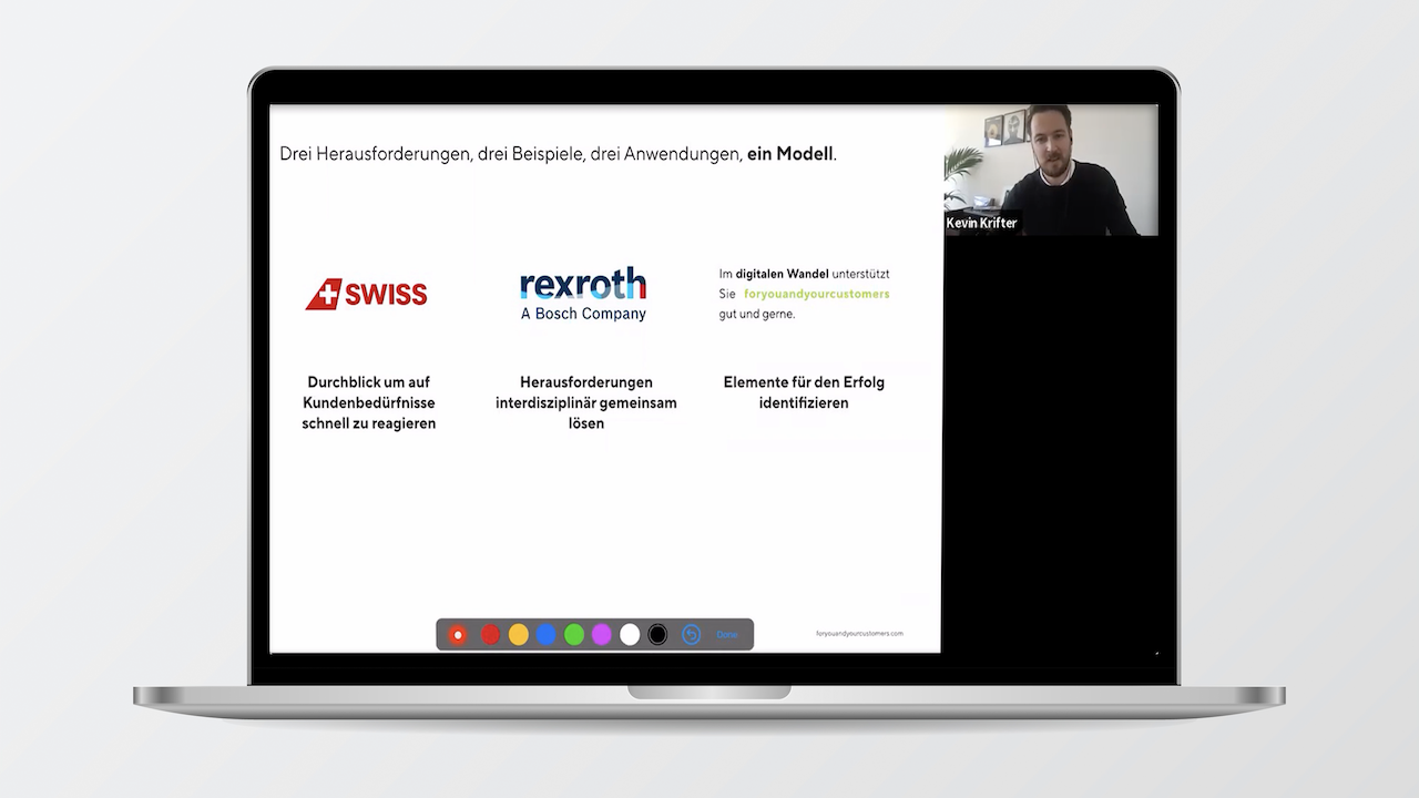 Screenshot aus der Aufzeichnung des 3. Webinars von foryouandyourcustomers am 23. März 2021.