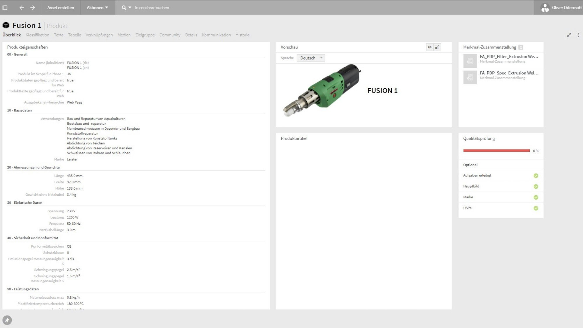 Detailed overview of product-related information in a PIM system