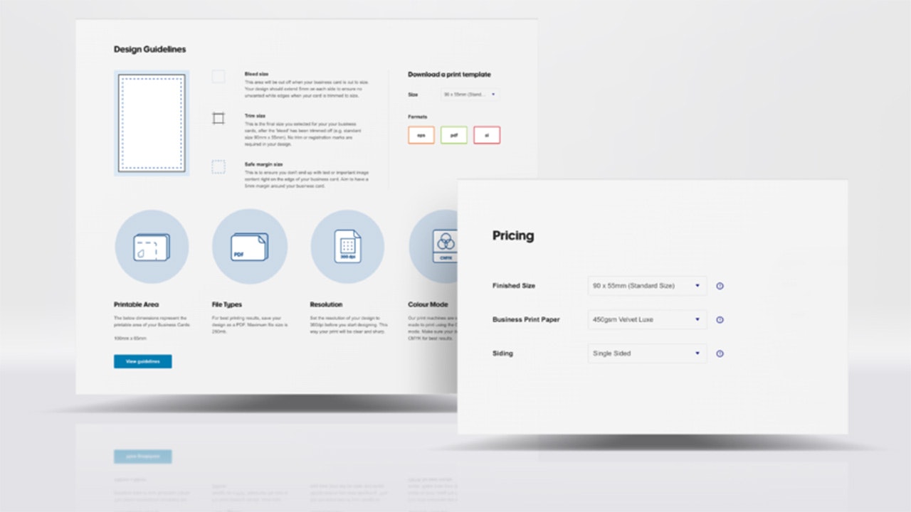 View of the business card guidelines