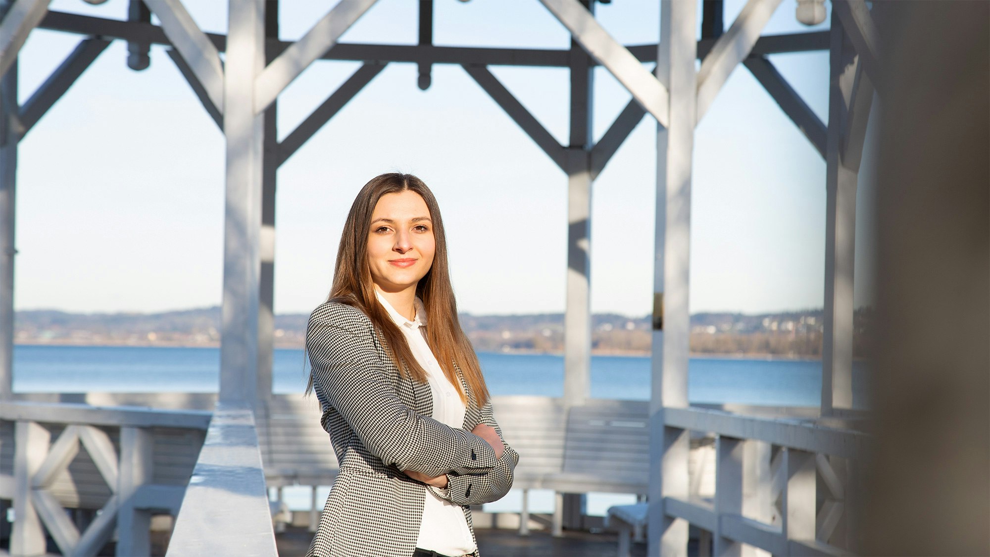 Katharina in front of Lake Constance