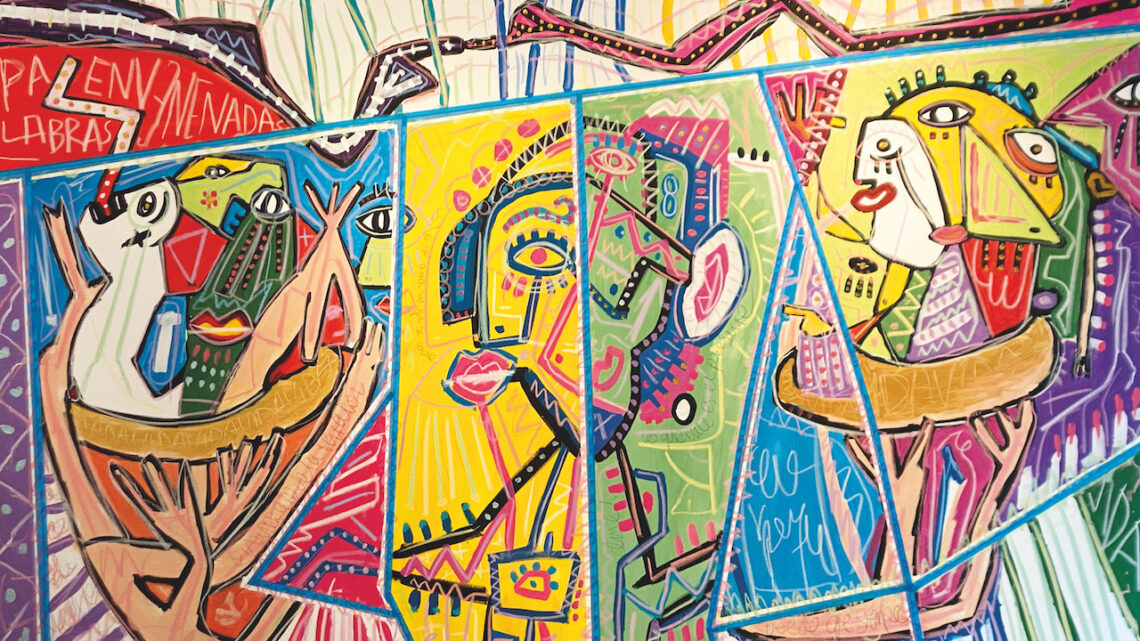 Colourful aperspective painting.