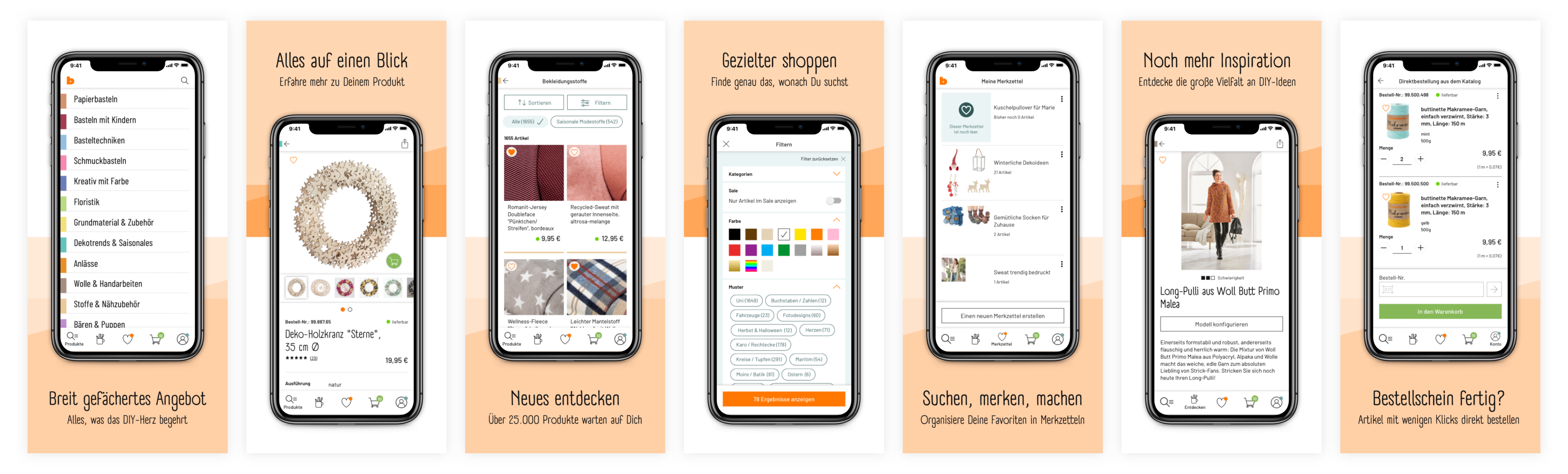 buttinette app - Appstore Screens