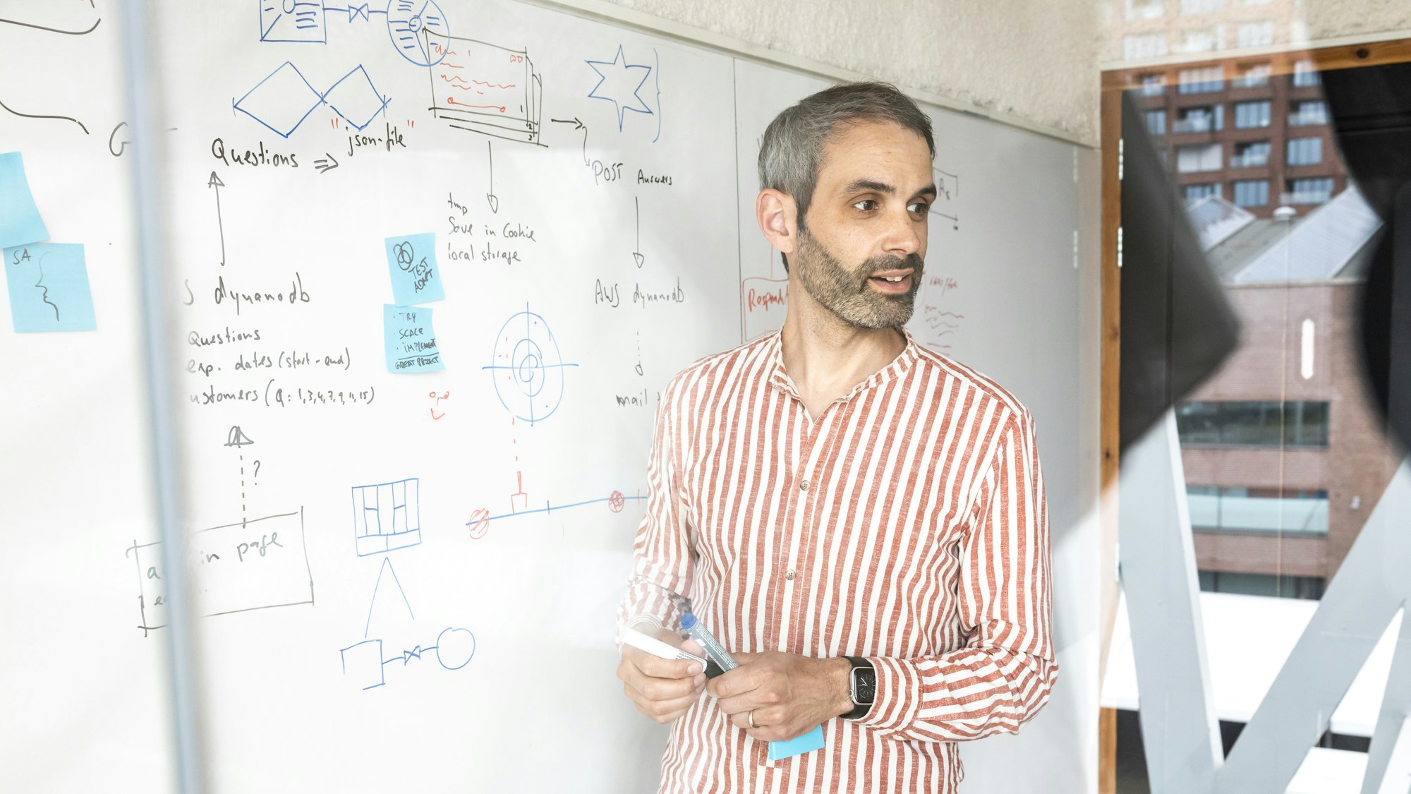 Marco Torrente working on a whiteboard.