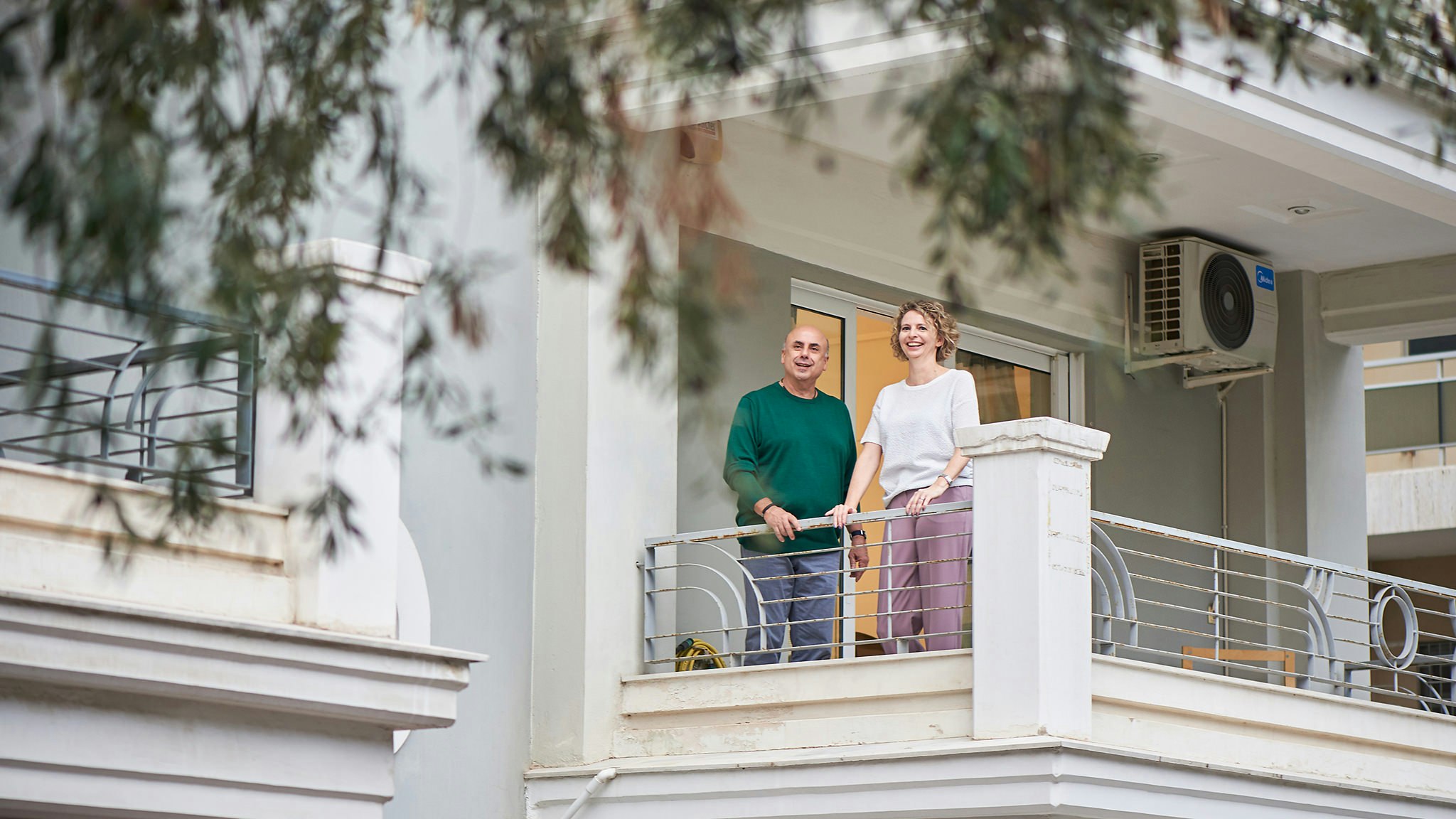 At the balcony