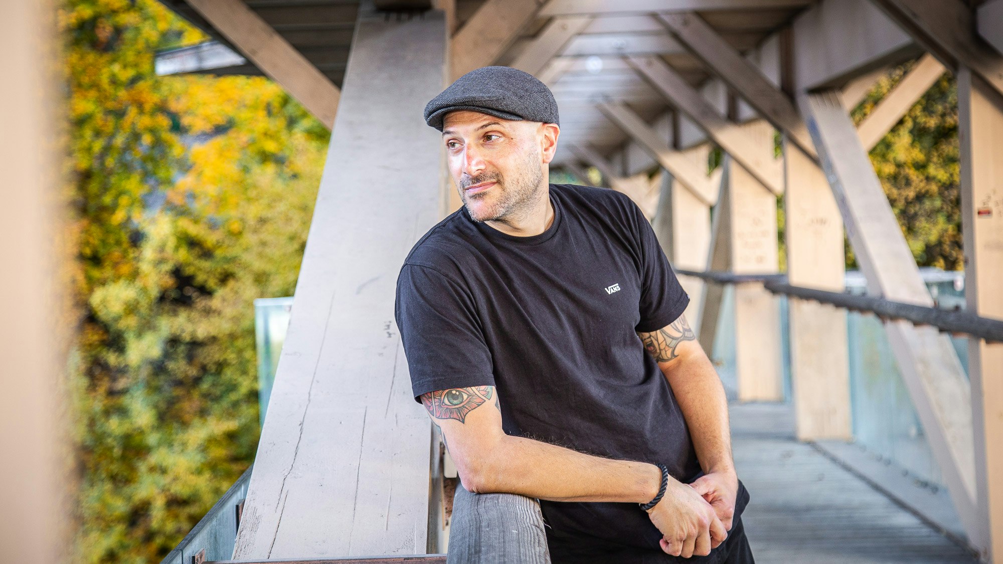 Portrait of Simon at a bridge