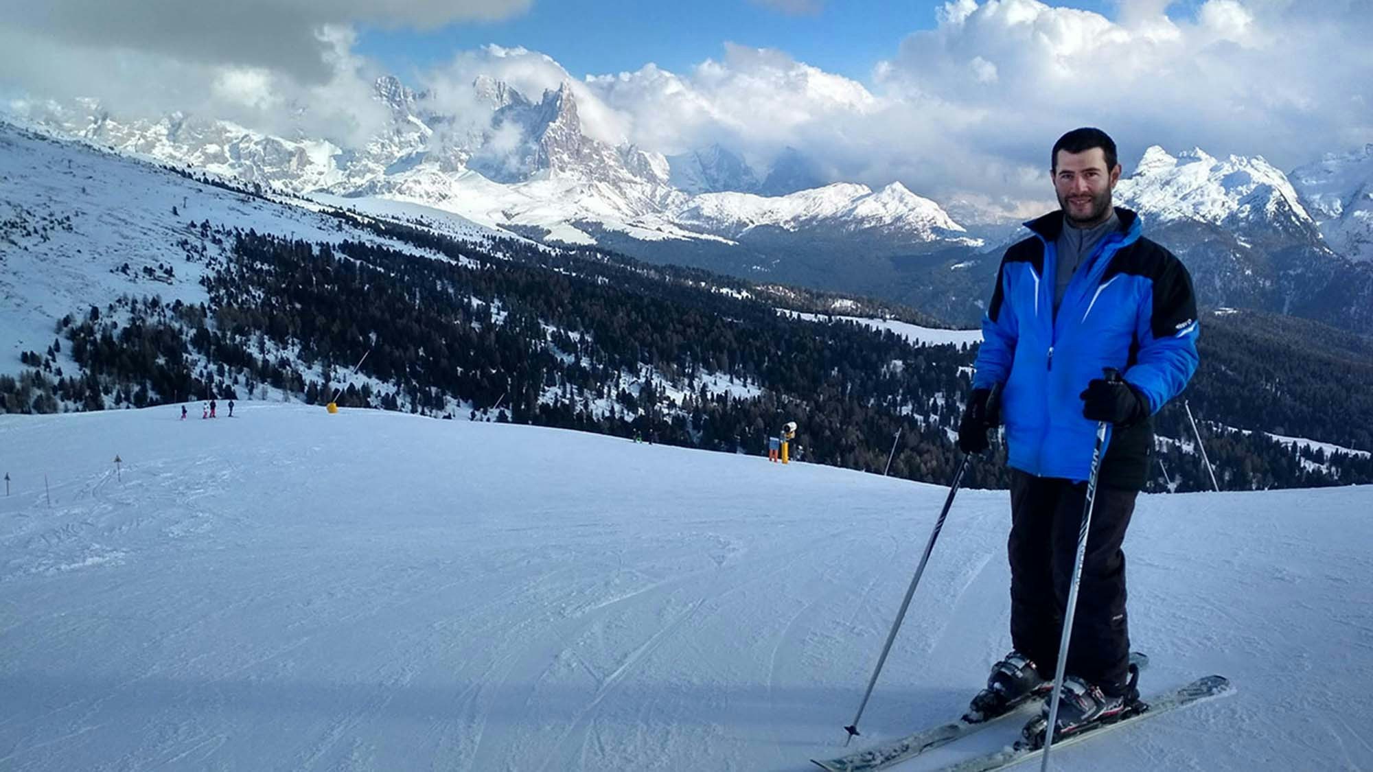 Young man on a slope.