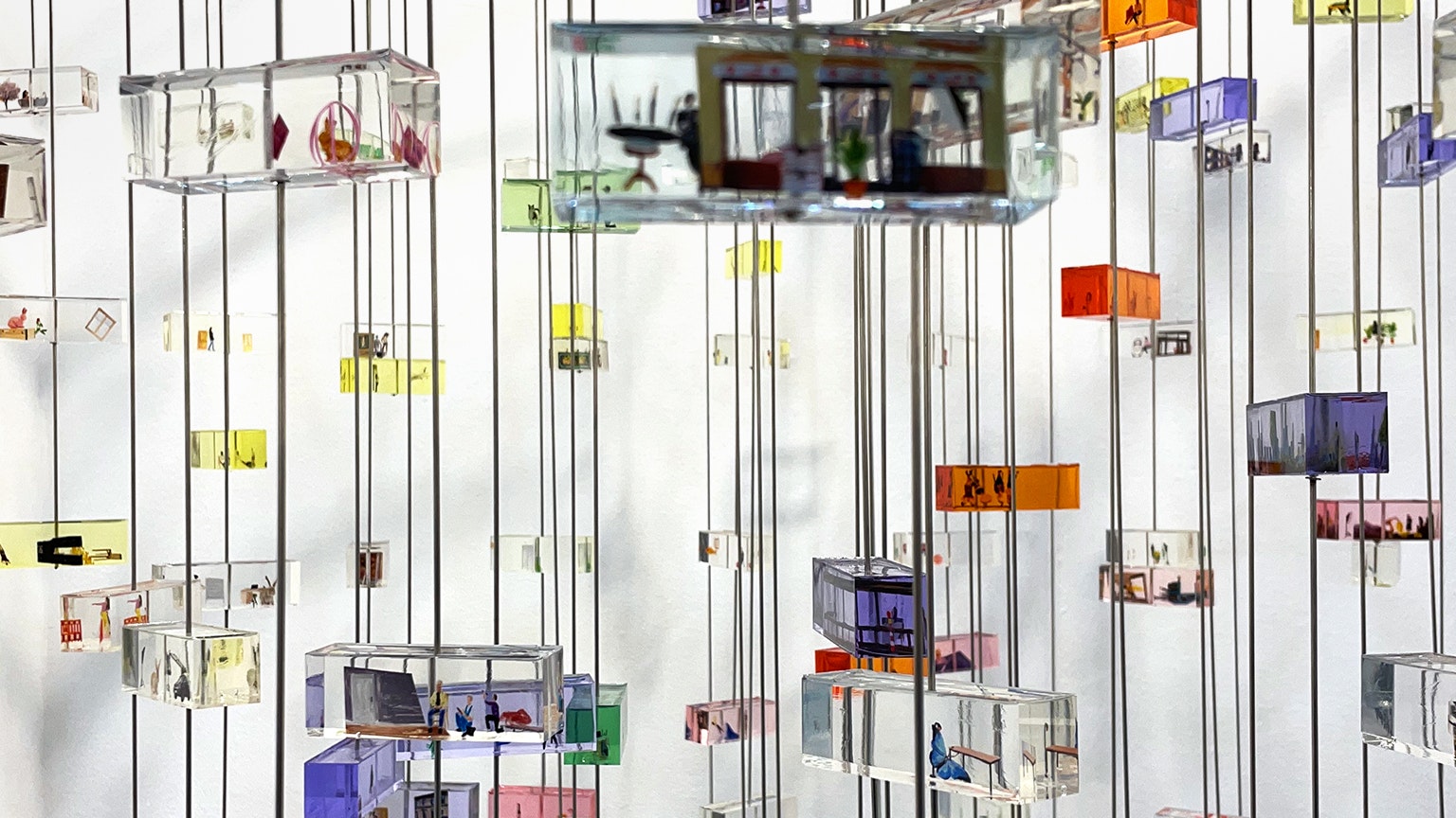 dispensed artwork consisting of many small resin screens